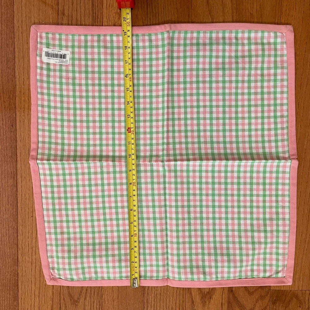 Pomegranate Inc.‎ Tablecloth Napkin Set Pink Green Cotton Gingham Cottagecore